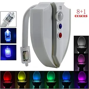 8-Color Motion Sensor LED Toilet Night Light with UV Sterilization Function Splashproof Toilet Bowl Light for Bathroom Washroom