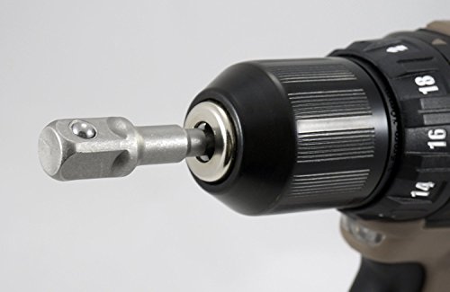 Steckschlüssel Nuss Set, Florally 8-tlg Adapter Sechskant Bohrfutter Adapter auf 1/4″ 3/8″ 1/2 „, Akkuschrauber Stecknuss Adapter - 6