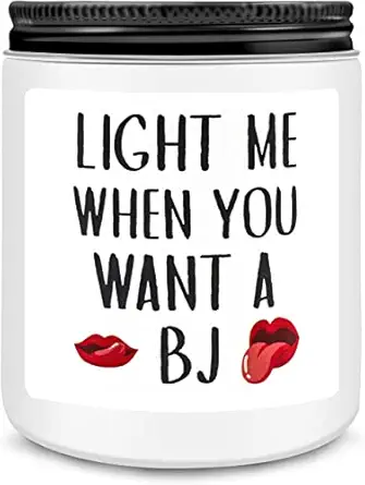 Funny Gifts for Boyfriend Husband, Light Me When You Want A BJ Candle, Naughty Birthday, Anniversary, Valentines Day Gifts for Men, Him, Boyfriend, Husband, Fiance