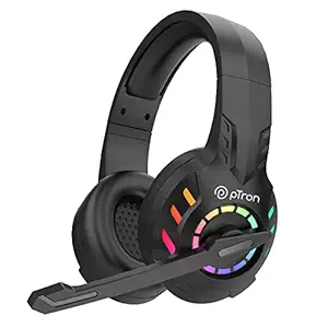 Newly Launched pTron Studio Pixel Over-Ear Wireless Gaming Headphones with 30ms Low Latency, 40Hrs Playtime, 40mm Drivers, Punchy Bass, BT5.3, Boom HD Mic with ENC & Type-C Charging (Black)