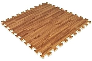 MaTvize Eva Gym Flooring Exercise Mats – (60x60cm) 1cm Thick, 4 Pcs Large Heavy Duty Interlocking, Non-Slip, Yoga Foam Floor Tiles Office, Home & Kids Play (Dark Wooden, 4 Tiles (16 Square Feet))