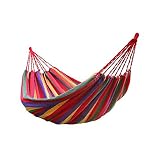 Hamacas de algodón al aire libre una persona portátil compacta Hamaca de viaje de viaje con cuerdas de árboles y bolsa de transporte para Patio Jardín Playa Beach 200 * 100 cm