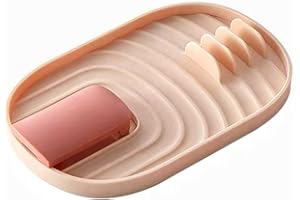STARRY G Repose-cuillère de cuisine avec support de couvercle, repose-ustensiles de cuisine avec tapis d'égouttement, résistant à la chaleur, spatules, support de couverts de dessin animé – Rose