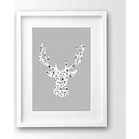 Kunstdruck Geweih A4 ungerahmt, skandinavische Deko, Hirsch