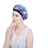 MATERIAL SUPERIOR: el gorro de quimio con banda para la cabeza del turbante para mujeres está hecho de satén, banda ancha de satén con estampado floral de estilo nuevo, sombrero de quimio para dormir, sombrero para la noche, sombrerería para mujeres; Cómodo, liviano y estirable, amigable con la piel y no se desvanece