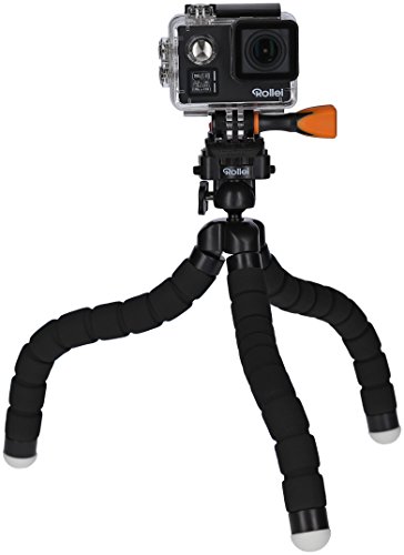 Rollei Monkey Pod - Mini Trípode Compacto Adaptable, Patas muy flexibles con pies antideslizantes de goma - incl. Cabezal esférico giratorio y placa de liberación rápida - Negro