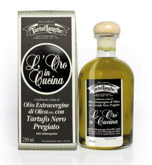 Tartuflanghe - ORO IN CUCINA ACEITE DE OLIVA VIRGEN EXTRA con TRUFA NEGRA FINA en rebanadas - 12 Paquetes de 250ml
