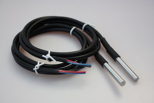 2 x Digitaler Edelstahl Temperatur Sensor Fühler DS18B20 mit 1m Kabel für Thermometer wasserdicht