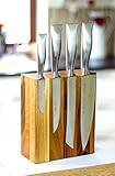  Schubica Messerblock BLOQ 701 unbestückt  Magnetblock Holz für 8 Messer  Nussbaum Messerleiste  Magnetleiste 21x18x8 cm