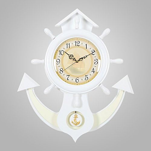 Eastern Mediterranean Style Rudder Of The Anchor Clock Creative Personality Mute Decorative Continental Wall Table Living Room Swing Clock,20 Inch,Ks918 White
