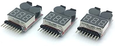 Spindee 1-8s Lipo Li-ion LiMn Li-Fe Battery Tester Checker With Low Voltage Checker Buzzer Alarm And Big LED Indicator To Monitor Your Remote Control Drone / Quadcopter / Helicopter / Racing Car (3 pack)