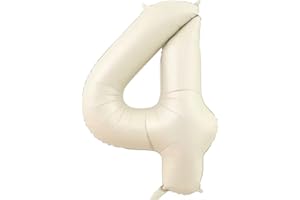 Elizakumi Cremeweiß Nummer 4 Luftballon Zahl 4th Birthday Für Männer Mädchen, Geburtstag Helium Folienballon Zahlenballon 4 Cremeweiß / 40 Zoll
