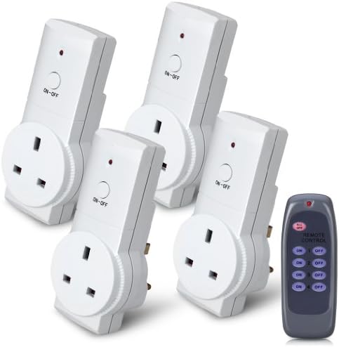 Oxford Street Light &amp; Wireless Power on-off Socket Kit (4 Pack) Wireless Remote Control 230V Plug Switch + Transmitter Controllable Handheld