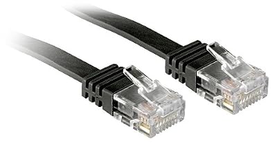 Lindy Câble réseau plat Patch cat.6 U/UTP, cuivre, noir, 10m