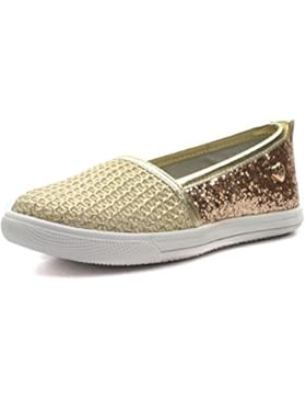 AFRICA Step2wo Slipon Shoe Flat for Girls in Gold Metalic Beige Trim Größe 36