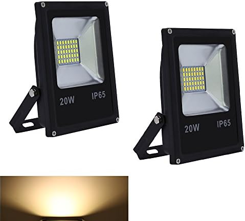 VINGO® 2X 20W Floodlight IP65 Headlight warm White Outdoor Led Garden Light, 3000-3200K, 60LM/W