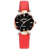 Chenang Süß Sternenmuster Armbanduhr，Elegant Quarzuhr Mode Damen Analog Quarz Armbanduhr Retro Analog Quarz Uhr Lederband Uhr Ø34mm