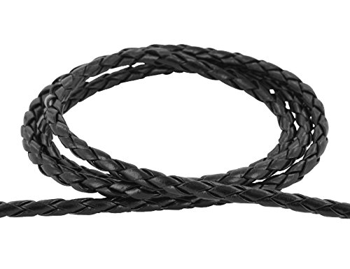 AURORIS - PU Lederband geflochten 4mm schwarz - Länge: 3m
