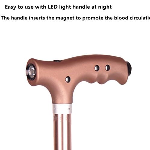 LED Folding Cane With Bag For Old Gentleman Or Lady Aluminum Foldable Cane ( Color : Brass )