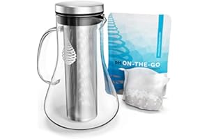 Invigorated Water - Ph Replenish Glass Alkaline Water Pitcher - Glass Water Filter Jug - Filtered Phox Water Purifier - Jug Water Filter - Includes Long Life Filter - Alkaline Water Filter Cartridges