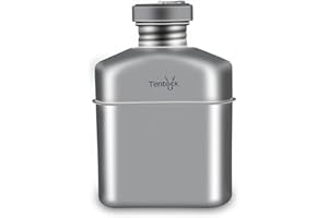 Tentock Titanio Borraccia Kit Militare con Bottiglia d'Acqua e Set di Pentole, Portatile Set di Tazze da Mensa All'aperto per Campeggio Viaggio (1000ml+750ml+400ml)