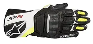 Alpinestars SP 8 V2 Leather Gloves: Blk Wht Yel Fl: L