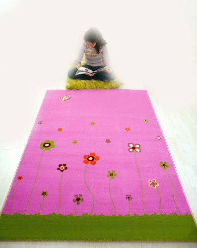 Little Helper 3D Childrens Play Rug in Summer Garden Design Design, Pink (134 x 180cm)