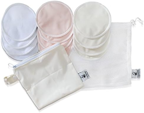 Washable Bamboo Nursing Breast Pads – Waterproof with 3 Positions – Cotton Silk – Absorbent Quality with Laundry Net and Carry Bags. Leak-Proof White Pads (12 Pack)
