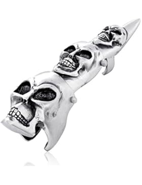 Llords Schmuck Punk Gothic Gliederring grinsender Totenkopf mit Kralle, feinster Zinn Metall Modeschmuck