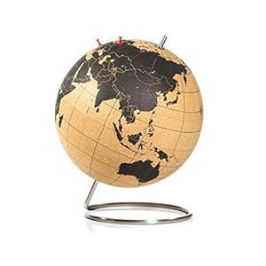 Suck UK Large Desktop Cork Globe | Push PINS Included | Educational World MAP | Travel Accessories | Adventure & Memories Display |, Metal, Brown/Black