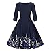 Produktbild Luckycat Damen Plus Größe 3/4 Ärmel Vintage Kleid Floral Print Retro Swing Dress Abendkleider Cocktailkleid Partykleider Blusenkleid Mode 2018