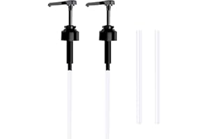 HOUDAO 2 Stück Dosierpumpe mit 18cm Saugrohr Austernsauce Pumpspender Kunststoff Snap-on für Küchengewürzflüssigkeit Badflüssigkeitsseifenlotion Schwarz