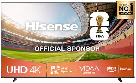 Hisense Smart TV 85" 4K Ultra HD 2025 85E63QT, Smart TV VIDAA U8, Dolby Vision, HDR 10, Game Mode Plus, Alexa Built-in, VIDAA Voice, Tuner DVB-T2/S2 HEVC 10, lativù 4K, 85'', 2025 LED
