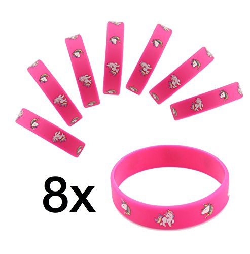 Preisvergleich Produktbild 8x Einhorn / Unicorn Armband Silikon Mitgebsel Gastgeschenk für Kindergeburtstag Mädchen & Jungen von TK-Gruppe