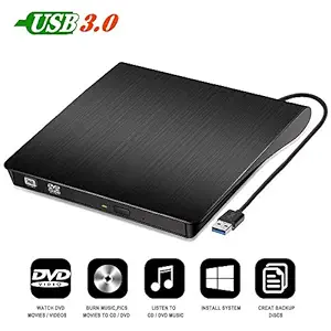 higadget Portable External CD Drive USB 3.0 Portable Slim External DVD Drive, External DVD CD Drive & CD DVD +/-RW Writer/Rewriter/Player High Speed Data Transfer for Desktop and