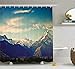 Produktbild Apartment Decor Collection, New Zealand Scenic Mountain Shot at Mount Cook National Park Alpine Panorama Picture, Polyester Fabric Bathroom Shower Curtain Set with Hooks, Navy Blue