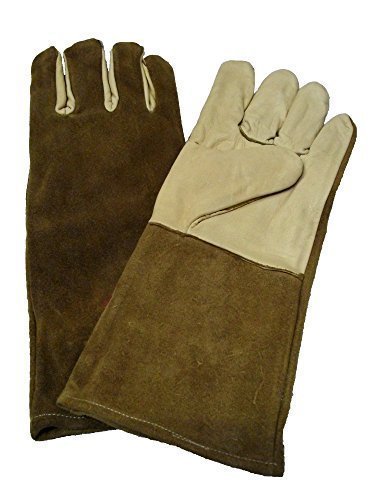 Kaminhandschuhe, Hitzeschutzhandschuhe, Ofenhandschuhe aus echtem Leder, 35 cm lang