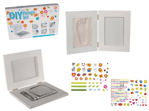 Double Sided DIY Make Your Own Picture Frame Set - Includes 2 side frame, stickers and modelling plasticine - Perfect New Born Baby /Gift / Present
