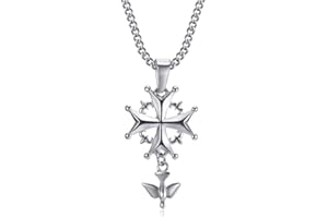 BOBIJOO JEWELRY - Pendentif Collier Femme Enfant Croix Huguenote Protestant Acier 316L Argenté Chaîne