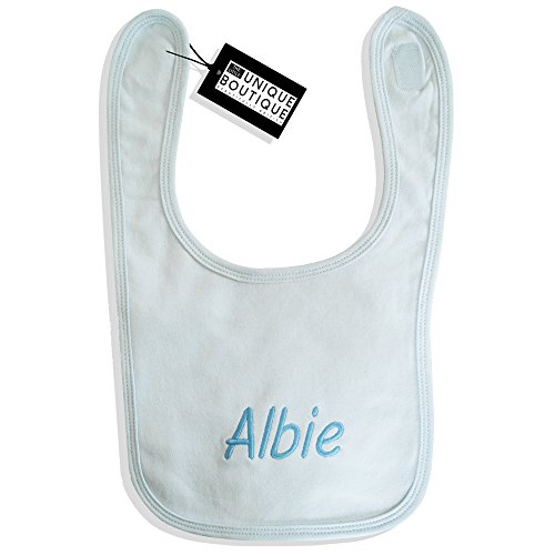 The LUB Personalised Name baby Bib - Fully Embroidered - Christening Wedding Birthday New Born Gift