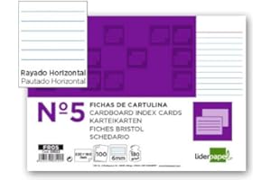 Ficha liderpapel rayada nº5 160x220 mm 180g/m2 paquete de 100 unidades