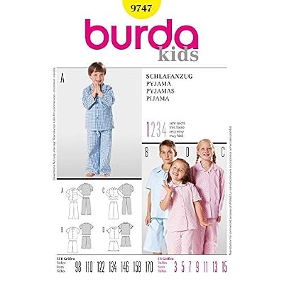 Burda B9747 Patron de Couture Pyjama 19 x 13 cm