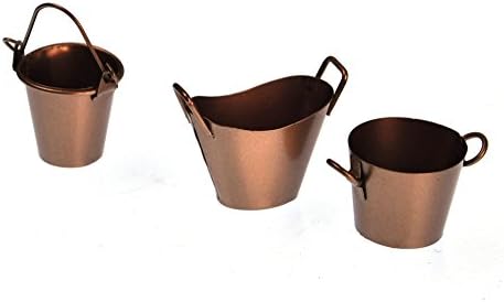 Georgetown Trio of Fairy Copper Coloured Buckets - Fiddlehead Fairy Garden Collection