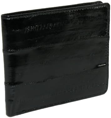 MJ Masters Mens Eel Skin ID Window BiFold Wallet, Black