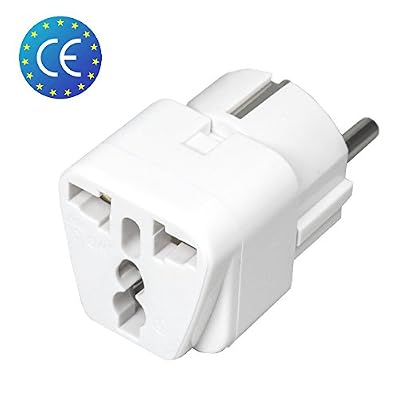 Hdeo Adaptateur universel secteur US / UK / Chine vers Europe (EU) / France (FR) - Prise électrique avec terre - Normes CE RoHS - 16A - Blanc