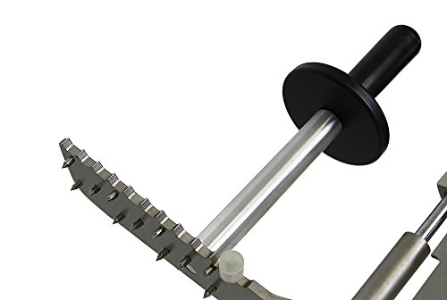 Beeketal ‚Profi250-VA‘ Aufschnittmaschine mit Ø 250 mm Spezialmesser (hohlschliff mit glatter Schneide), Schnittstärke 0-12 mm stufenlos verstellbar, Edelstahl Profi Schrägschneider mit Schnittguthalter und Schubhilfe, inkl. integrierter Schärfevorrichtung - 4