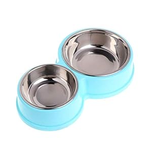 Jiamins – Comedero Doble de Acero Inoxidable para Perros y Mascotas, alimentador de Agua para Gatos y Cachorros