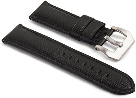 WatchAssassin Fabric/Canvas-style Sail-cloth Pattern (White-stitch) Black Watch Strap 28/24mm