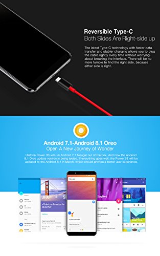 Ulefone Power 3s - FHD 6.0 pollici (rapporto 18: 9) Schermo Corning Gorilla Glass 4 Smartphone Android, Octa Core 2.0 GHz 4 GB + 64 GB, Riconoscimento viso Hi-Fi 4 fotocamera Batteria 6350mAh - Oro
