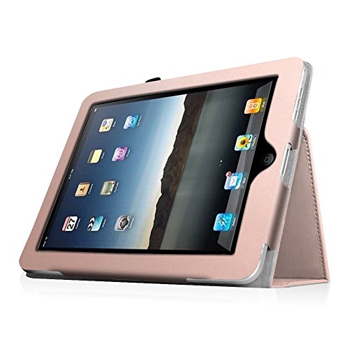Fintie Apple iPad 1 Hülle Case Schutzhülle Etui Tasche – Folio Slim Fit Ständer Kunstleder Smart Cover mit Stylus Loop für iPad 1st Generation, Roségold - 3